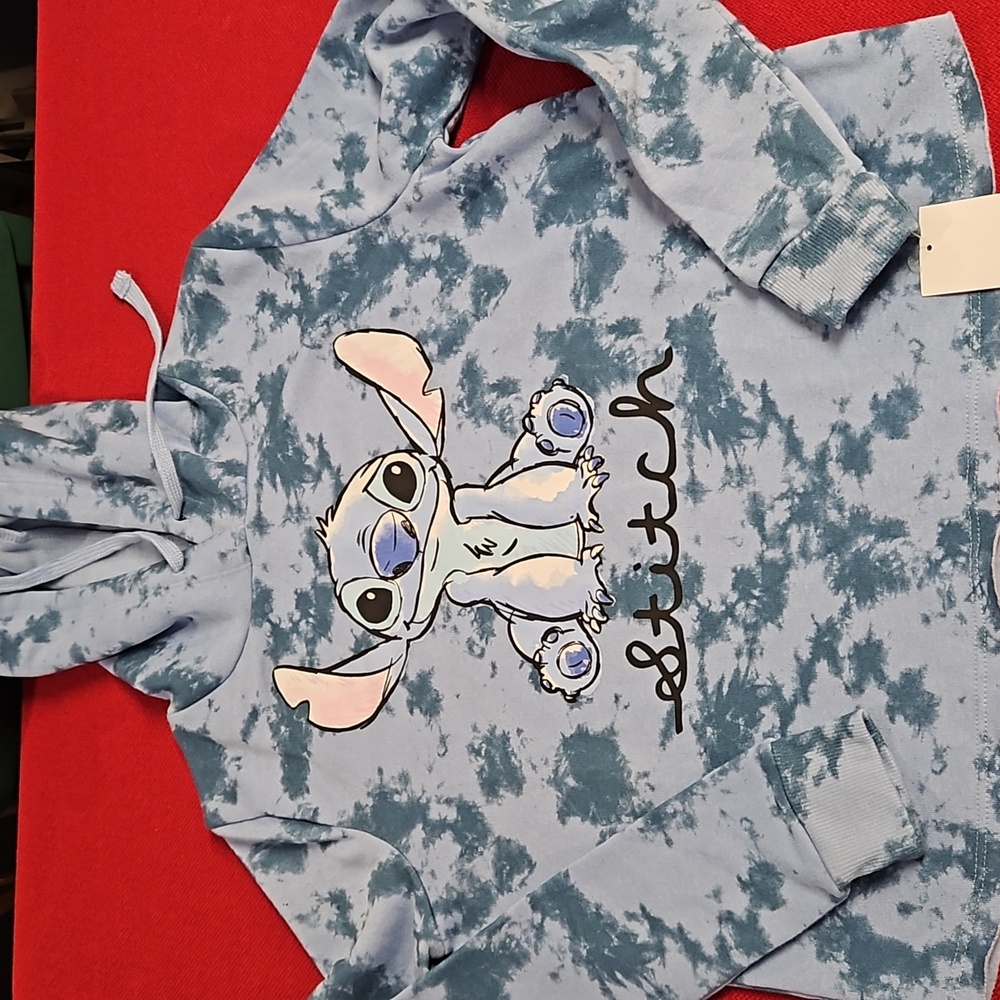 Disney Lilo & Stitch blue long sleeve hoodie STITCH Small NWT